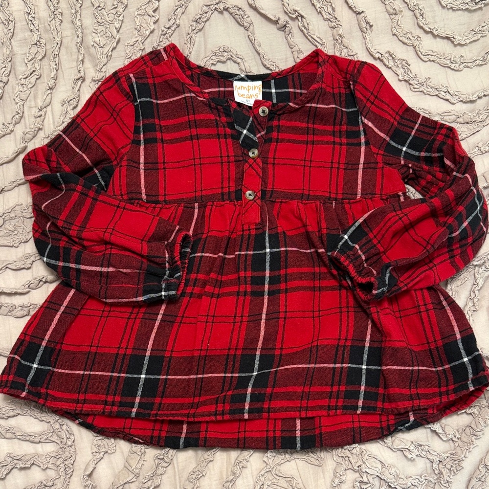 Jumping Beans Red and Black Plaid Kids Button Down Shirt